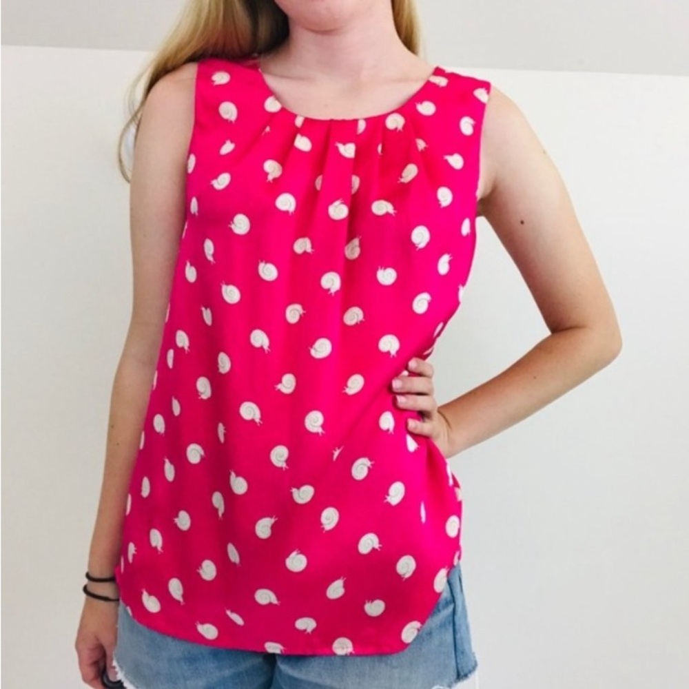 Anthropologie Postmark Silk Pink Snail Print Top